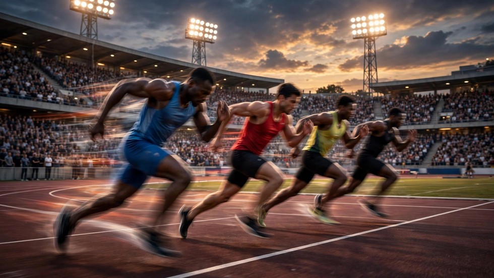 Hardlopers rennen door een stad tijdens een ochtendmarathon